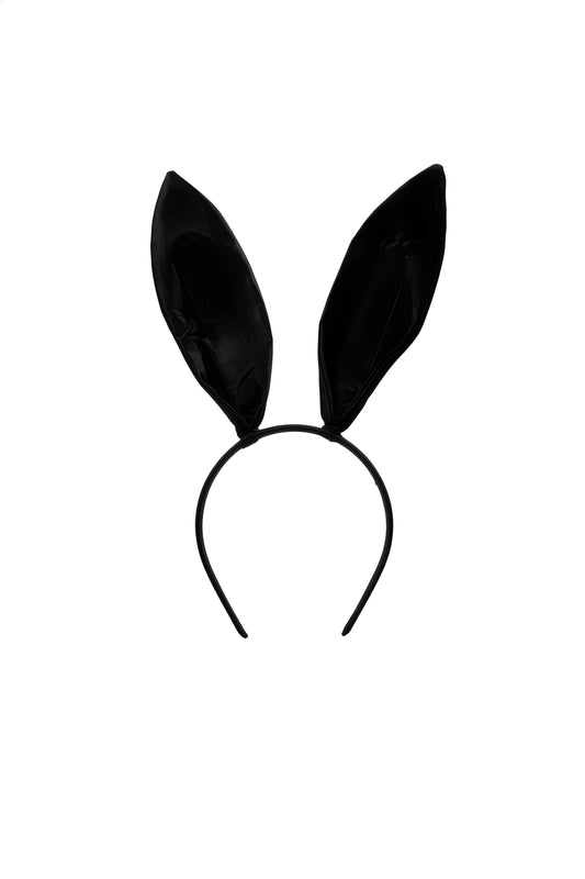 BLACK -SATIN BUNNY HEADBAND