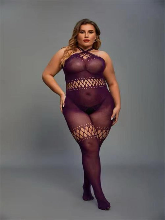 Plus Maroon Body Stocking