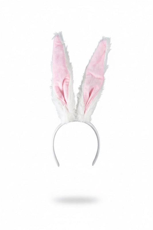 WHITE-PINK BUNNY FUR HEADBAND
