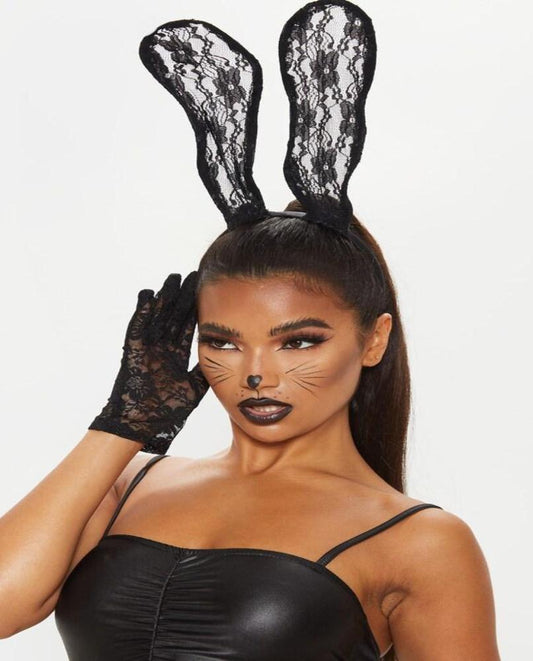 رباط رأس الدانتيل مع قفازات قصيرة