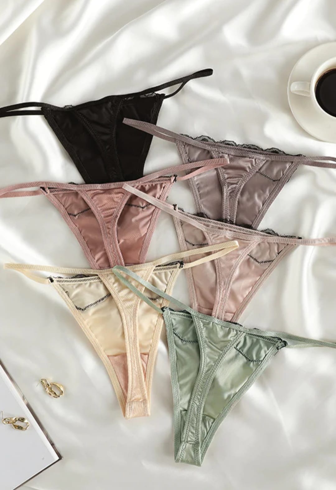 Satin Panty Thong Set ( 3 Pcs ) Plus Size