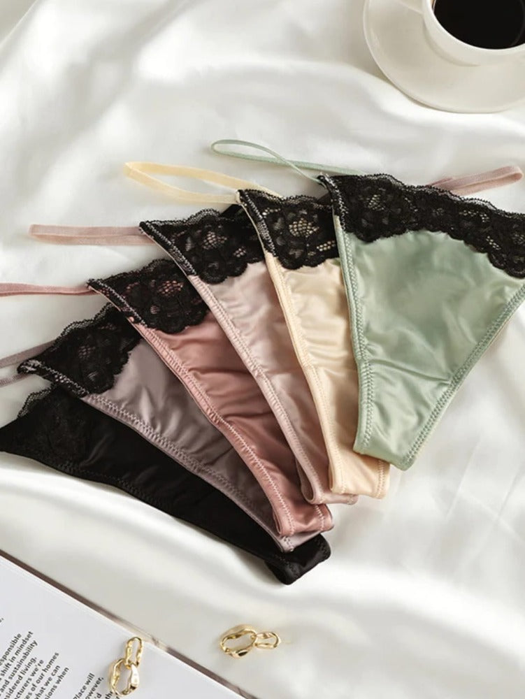 Satin Panty Thong Set ( 3 Pcs ) Plus Size