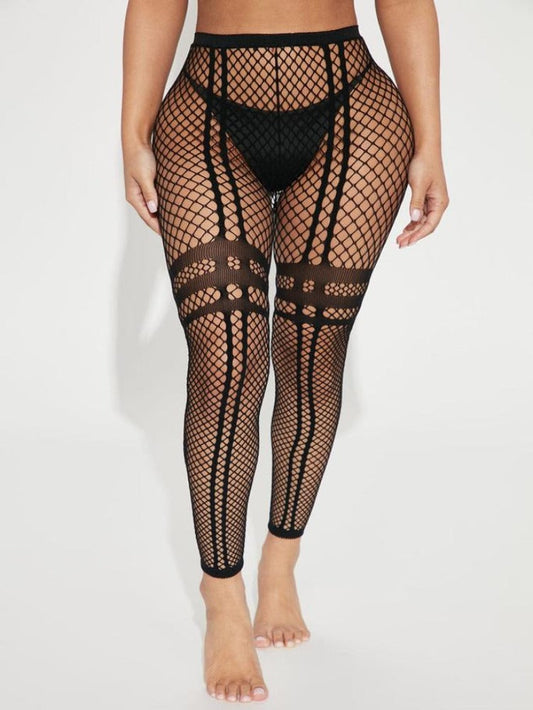 Full Fishnet Tights With Design Plus Size