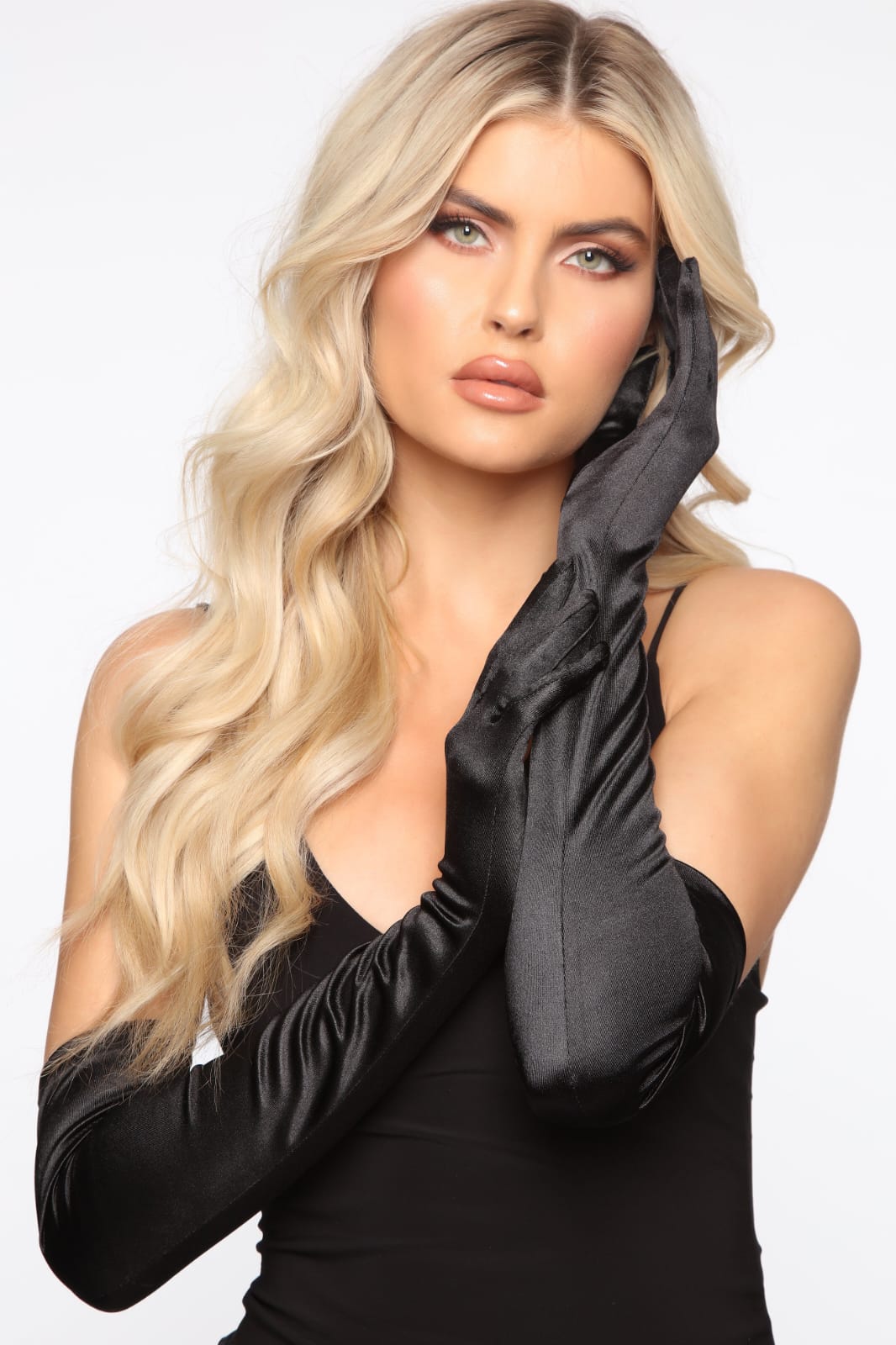 Sexy Satin Gloves Black