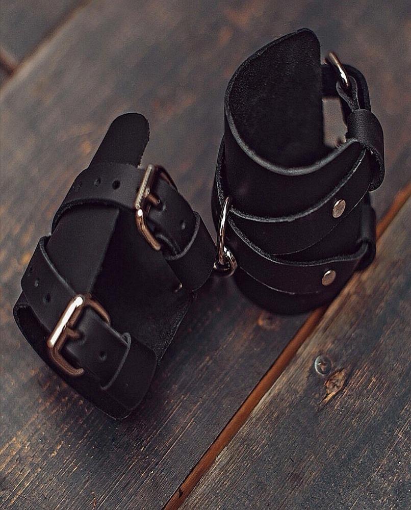 Premium Leather Cuffs - Black Leather