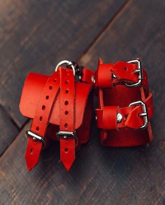 Premium Leather - Red Cuffs Lingerie