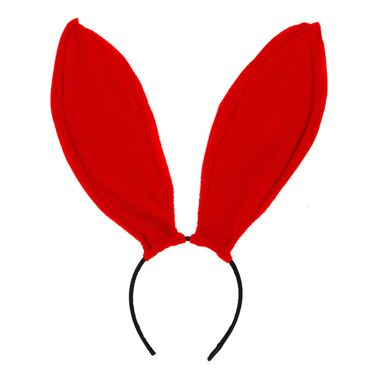 plain red bunny headband Black