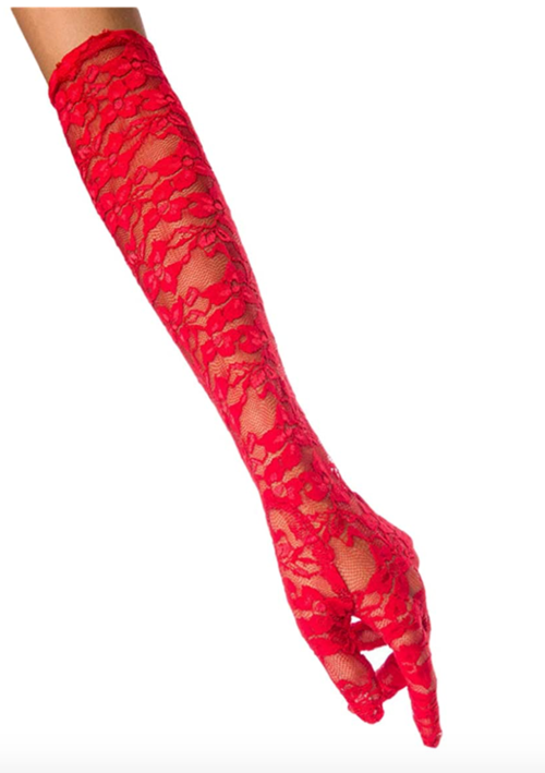 Red Lace Gloves Plus Size