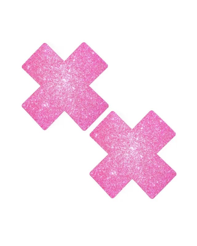 X shape glitter pasties pink