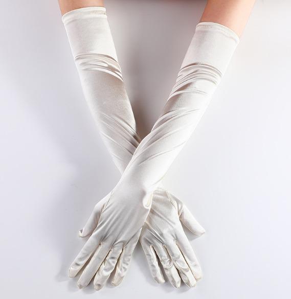 Sexy Satin Gloves White