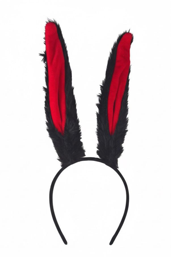 BLACK-RED BUNNY FUR HEADBAND