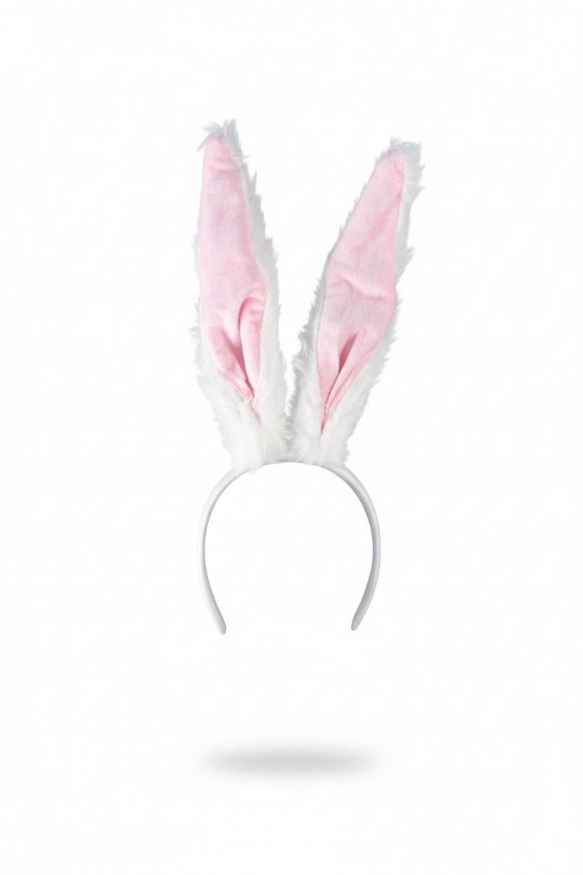 WHITE-PINK BUNNY FUR HEADBAND